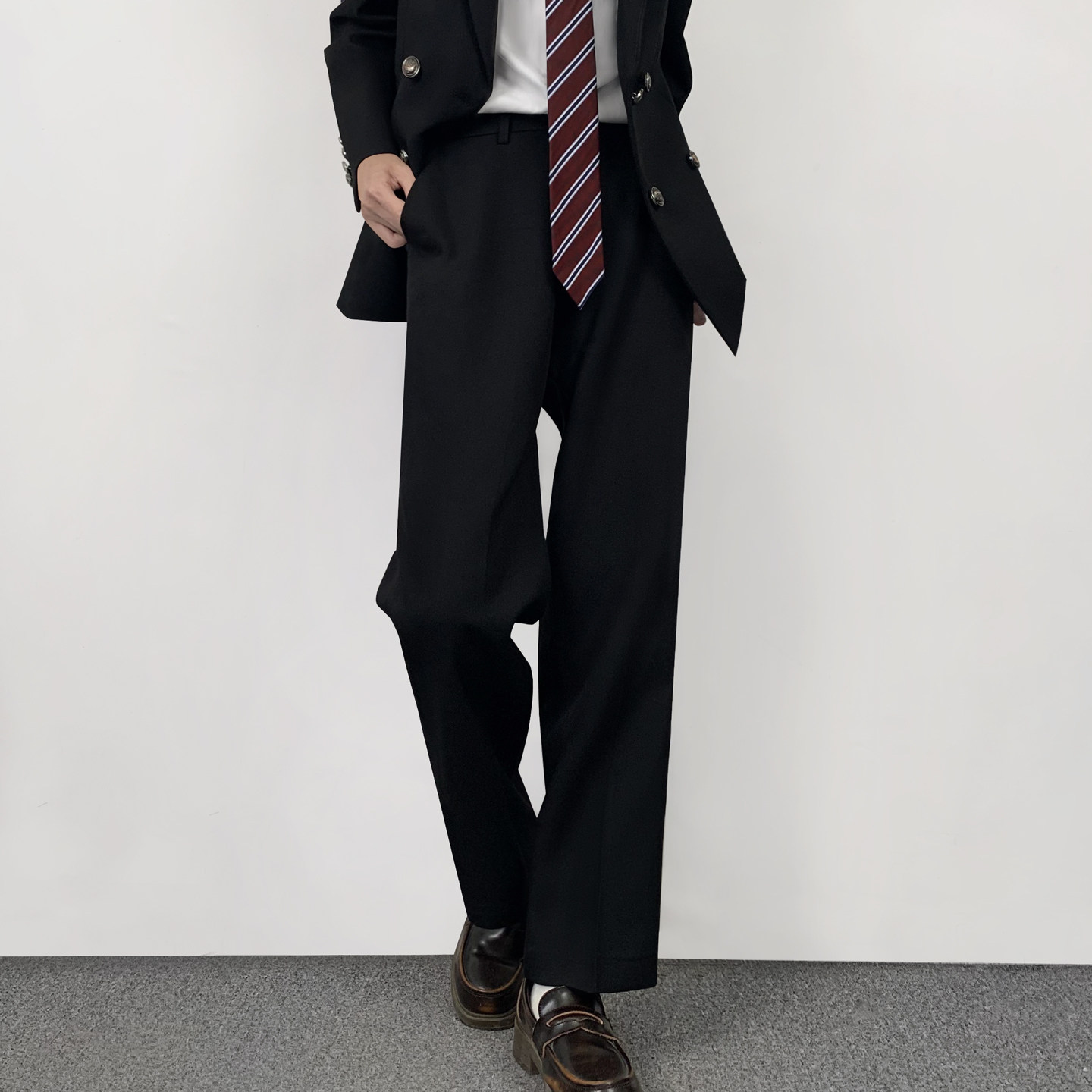 木村叔JK制服黑色直筒西裤校供图片