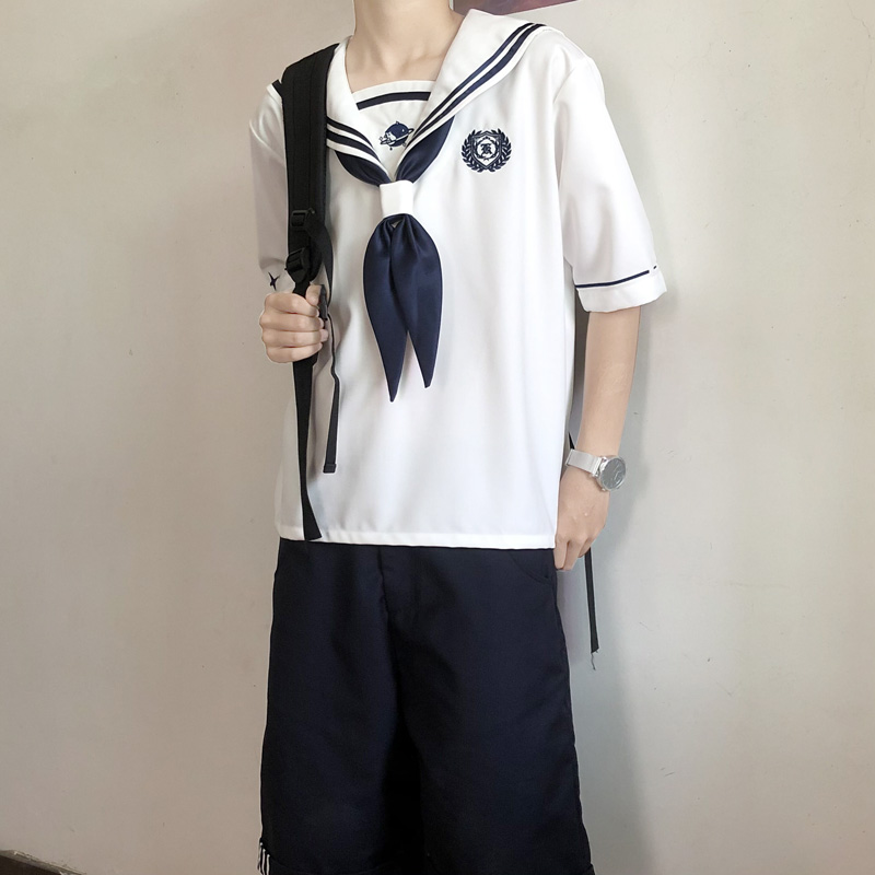 木村叔dk原创刺绣枝慧高校水手服男生夏季短袖制服学院风学生男装