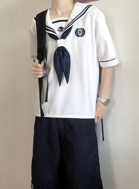 木村叔dk原创刺绣枝慧高校水手服男生秋季短袖制服学院风学生男装