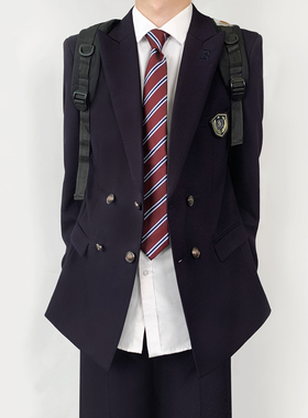 木村叔dk日系原创刺绣深紫色西服外套男春秋季学院风西服工装制服