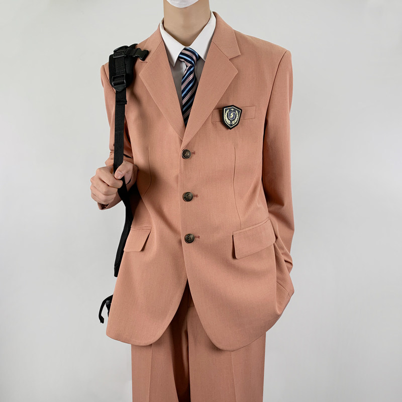木村叔DK桔粉三扣商务西服套装图片