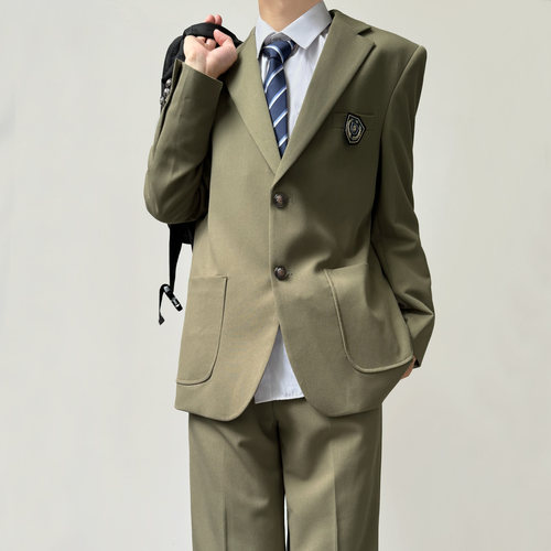 木村叔日系DK橄榄绿西服套装
