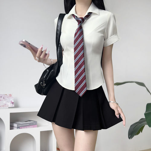 木村叔jk日系原创收腰衬衫女生夏季学院风校供感女学生修身衬衣服