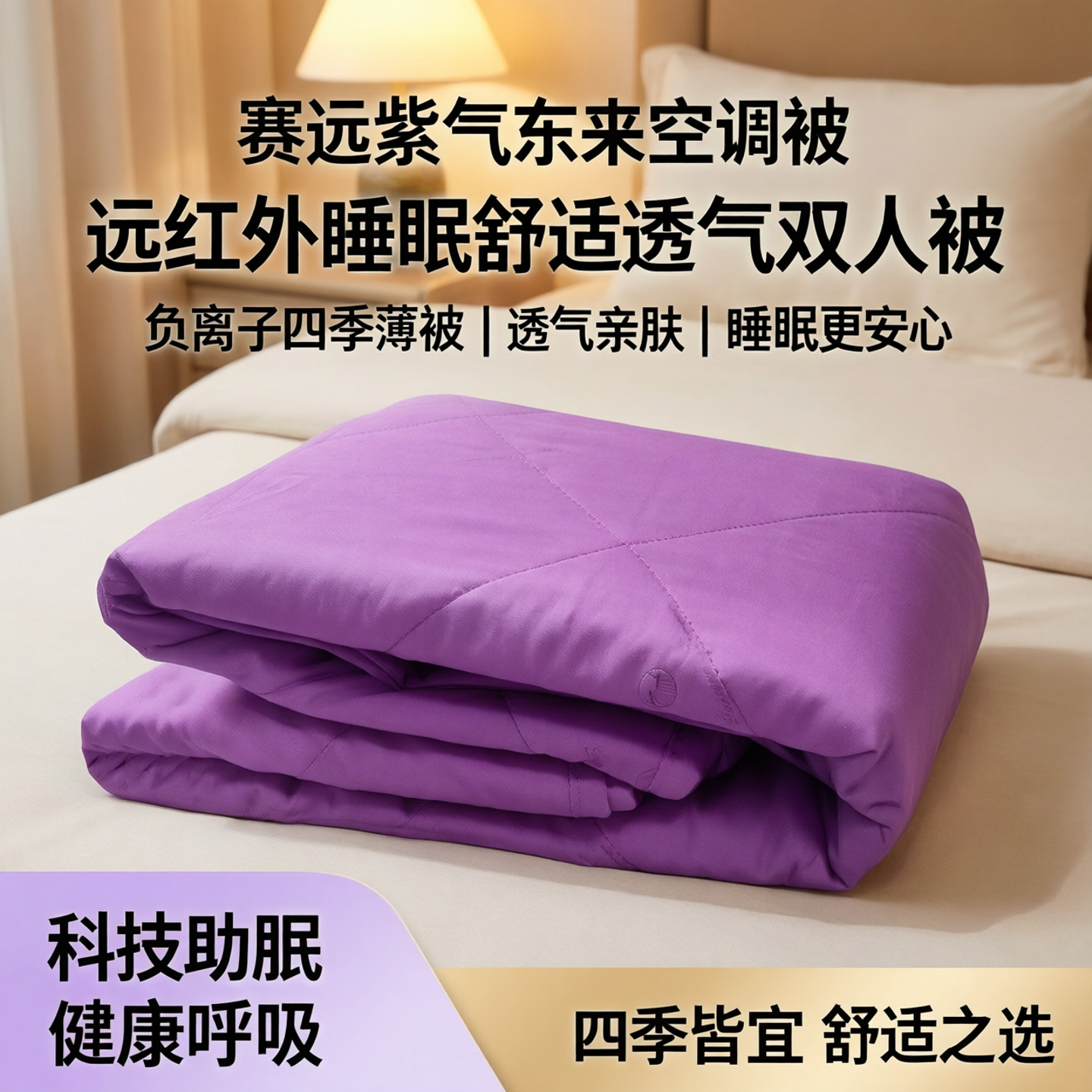 赛远紫气东来空调被远红外睡眠舒适透气双人被子负离子四季薄被