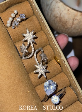 韩国小众指环个性微镶星星戒指