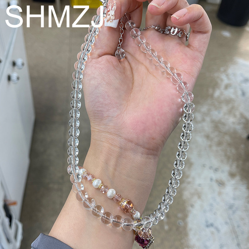 韩国东大门代购透明水晶项链女锁骨链小众设计感潮流颈链