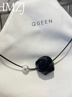 queen玫瑰choker颈链小众高级感