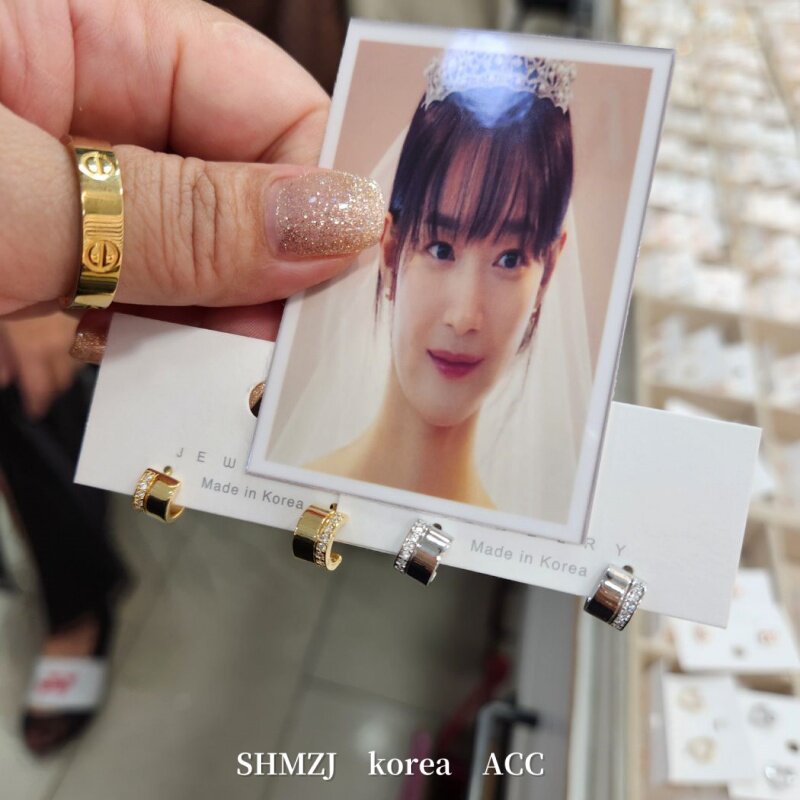 SHMZJ韩国女星同款小耳钉耳圈玫瑰金耳环