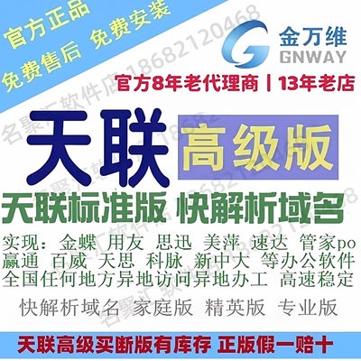 金万维天联高级版加速版快解析家庭专业版异速联ERP软件远程访问