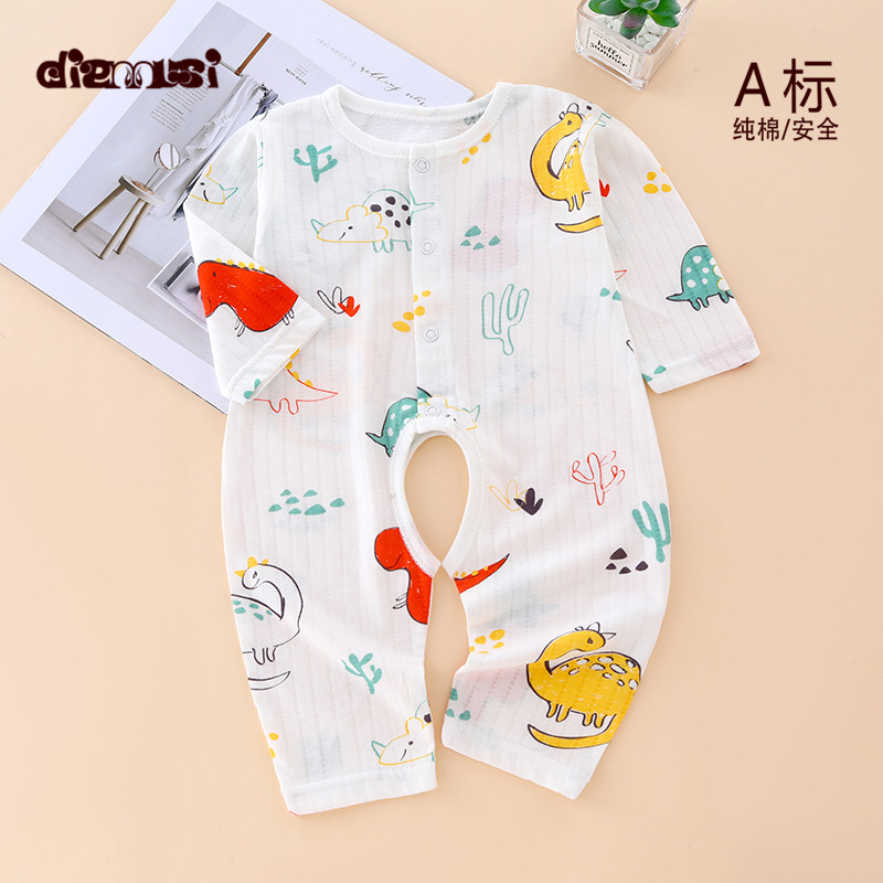 婴儿开档连体衣服夏季薄款竹纤维男女空调服睡衣宝宝衣服夏装爬服