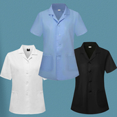 厨房后厨食堂餐厅饭店工衣女装 厨师服短袖 夏季 厨师工作服黑色餐饮