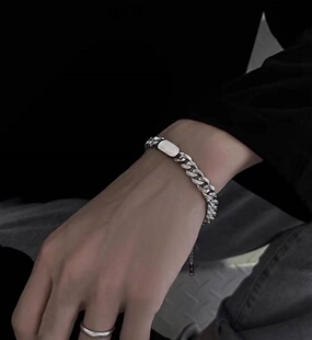 2024新款古巴手链男款高级感时尚潮流美式痞帅钛钢男生手镯百搭