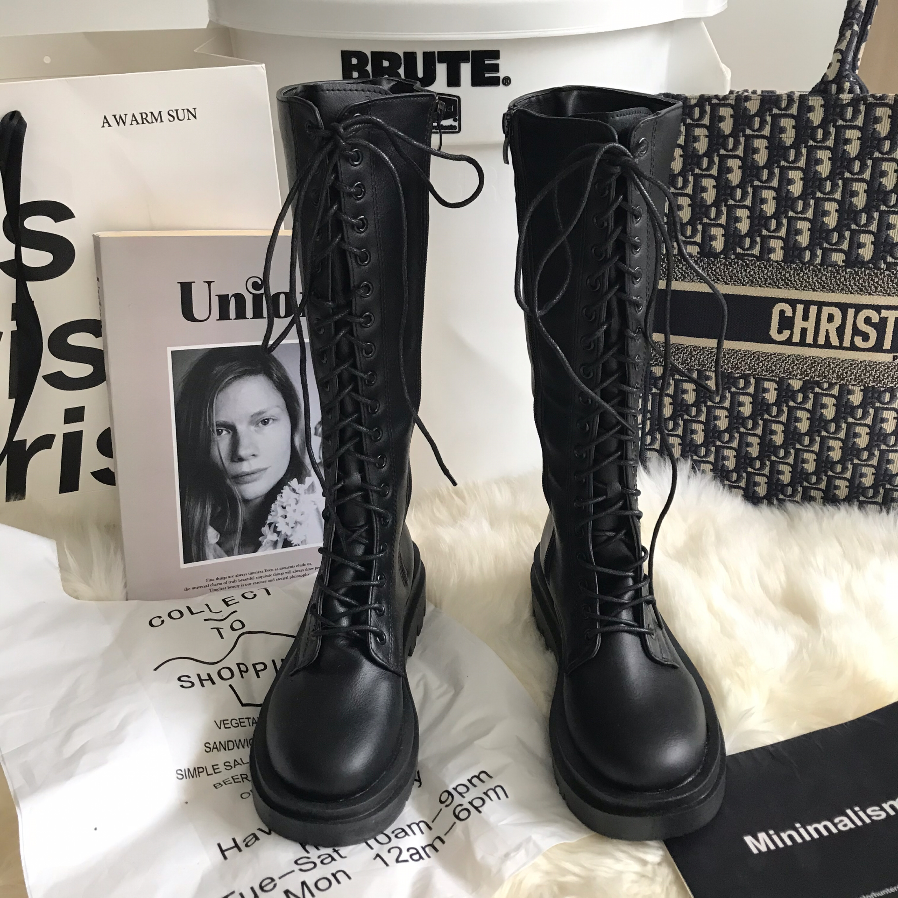 粗腿靴高筒靴大码女靴ins潮i