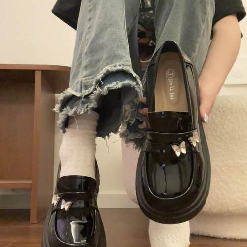 法式厚底粗跟英伦风小皮鞋女2025秋季新款复古圆头玛丽珍乐福单鞋