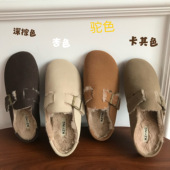 勃肯鞋 加绒毛毛保暖拖鞋 女外穿秋季 小sun家 包头半拖平底三喜同款