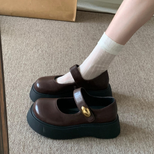 厚底小皮鞋女2025年秋季新款增高一字扣带玛丽珍单鞋配裙子jk鞋子