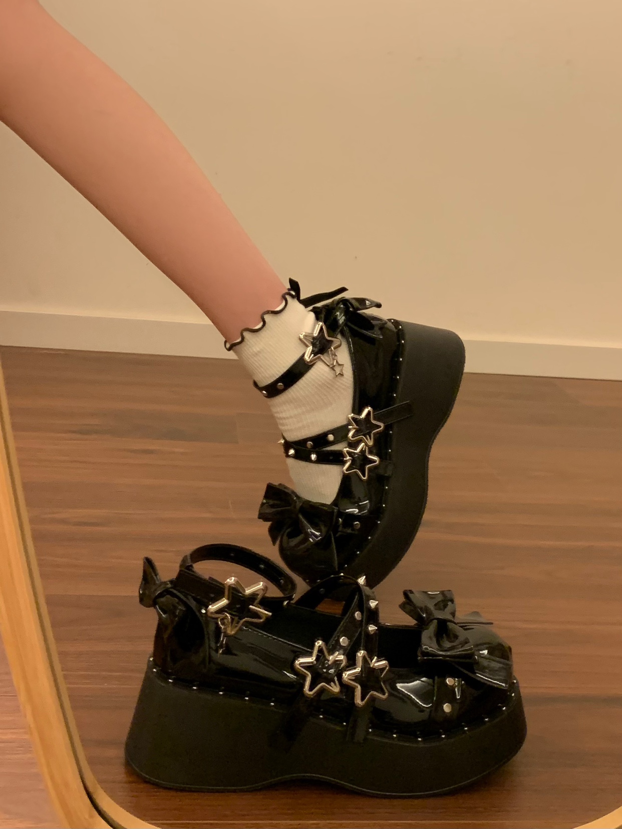黑色朋克甜酷辣妹厚底小皮鞋女2025秋季新款圆头jk增高玛丽珍单鞋