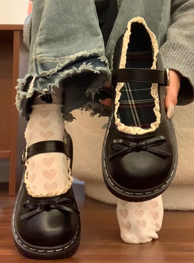 蝴蝶结日系Lolita小皮鞋女2026春季新款英伦风圆头平底玛丽珍单鞋