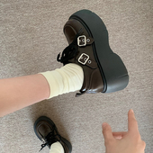 厚底英伦风小皮鞋 子 百搭小个子增高系带复古jk单鞋 女2025秋季 新款