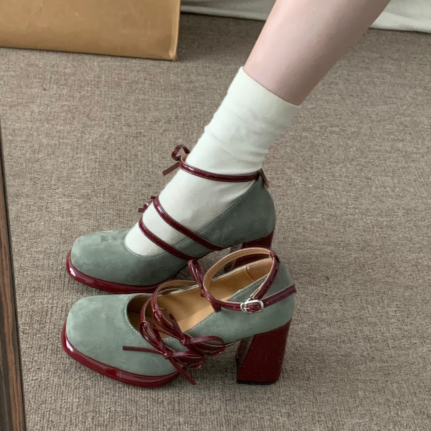 法式复古蝴蝶结高跟鞋女2025秋冬新款小个子配裙子粗跟玛丽珍单鞋,女鞋,玛丽珍鞋,淘宝优惠券,粉丝福利购,淘宝优惠卷