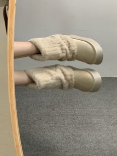 白色网红高筒厚底冰岛雪地靴女款2025新款冬防滑加绒加厚保暖棉鞋