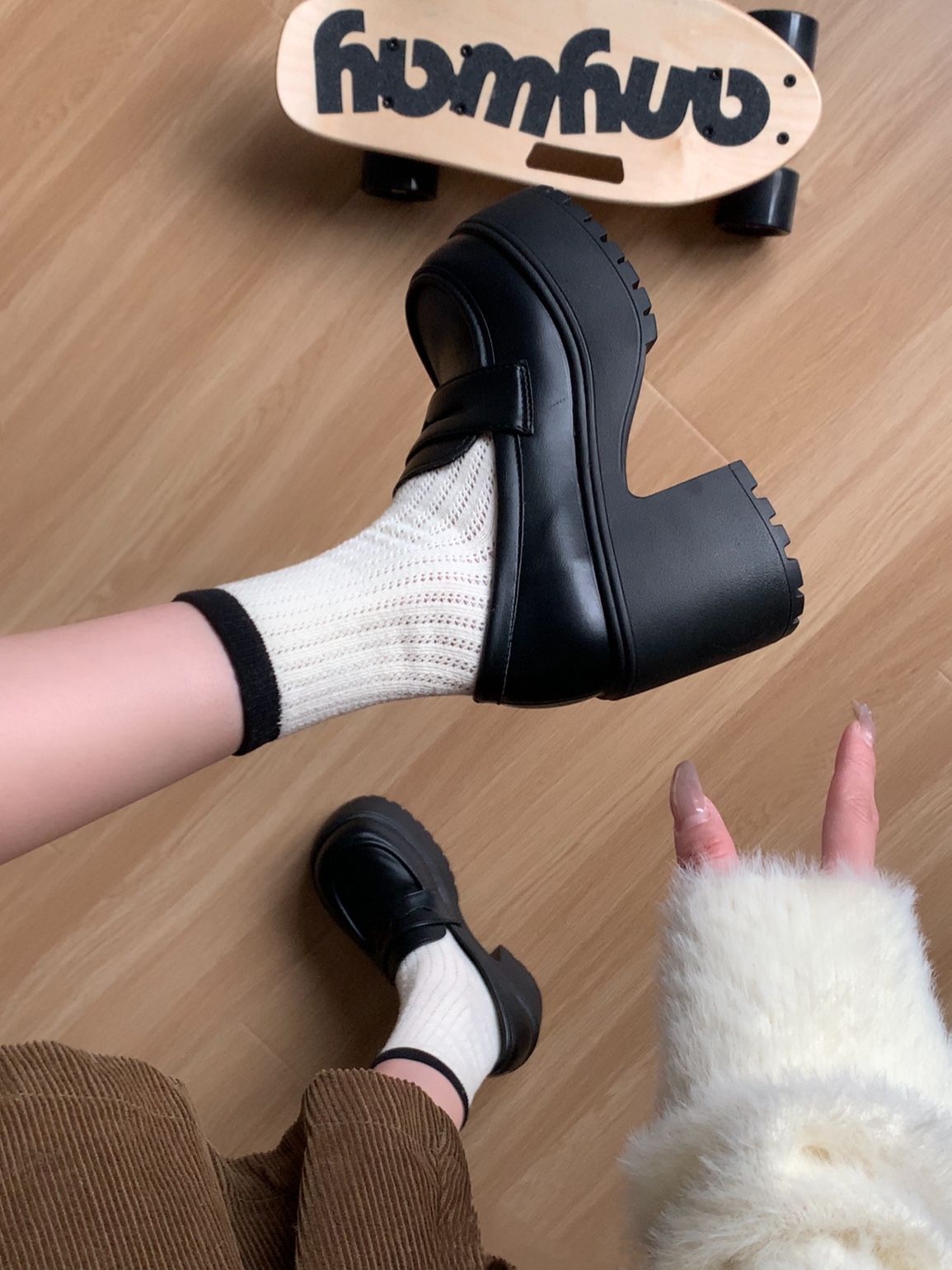 粗跟高跟鞋复古jk皮鞋