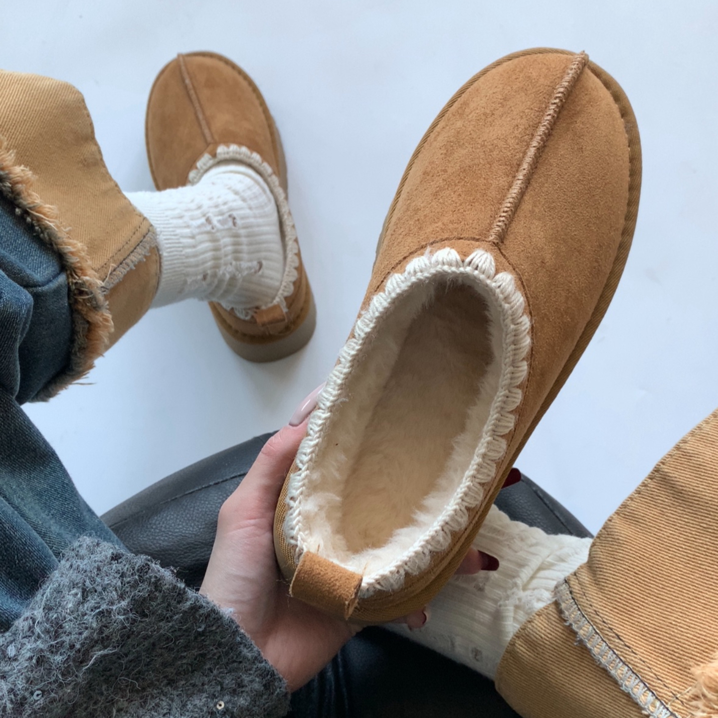 复古厚底增高加绒雪地靴