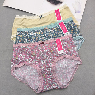 处理降价花仙子内裤女中腰冰丝超薄小碎花蕾丝花边石墨烯搭裆抗菌