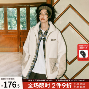 FORNINES FOR9国潮羊羔毛保暖棉衣男女立领棉袄冬季情侣美式外套