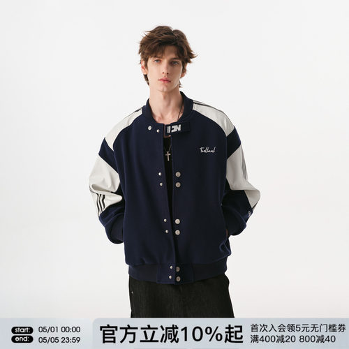 FORNINES撞色拼接微短款棒球服男款潮牌春季情侣装夹克复古外套女