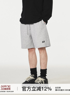 FORNINES刺绣重磅运动短裤男夏季休闲裤子重磅五分裤直筒宽松卫裤