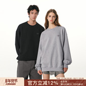 FORNINES刺绣重磅华夫格圆领灰色卫衣男秋冬长袖 休闲打底衫 女上衣