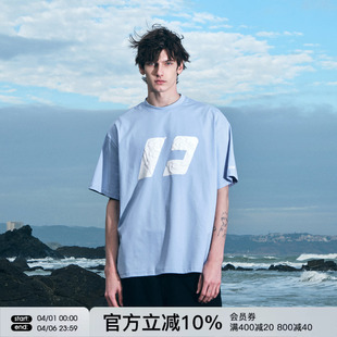 半袖 T恤男女情侣潮牌上衣夏季 FORNINES索罗娜凉感速干浅蓝色短袖