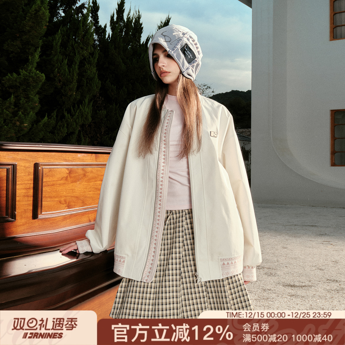 FORNINES民族风拼接贴布刺绣夹克外套男女潮牌情侣春秋美式棒球服