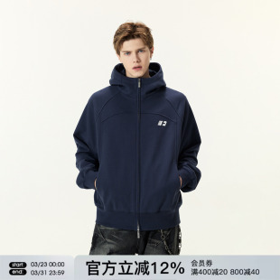 外套 卫衣男女潮牌连帽高领春季 FORNINES双拉链重磅微短款 刺绣开衫