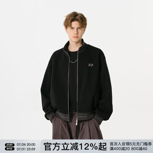 FORNINES曼巴棉450g重磅短款立领卫衣男女情侣装潮牌春秋开衫外套