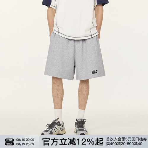 FORNINES刺绣运动短裤男女宽松直筒重磅卫裤潮牌夏季休闲五分裤子