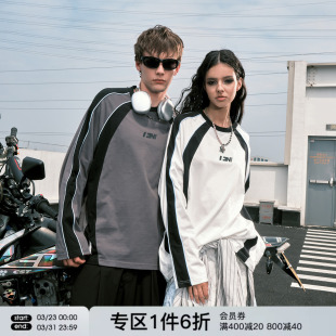 T恤男情侣潮牌重磅春季 拼接运动长袖 卫衣 FORNINES美式 田嘉瑞同款