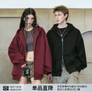 紅色衛(wèi)衣男女情侶潮牌春秋美式 FORNINES重磅刺繡連帽開衫 休閑外套
