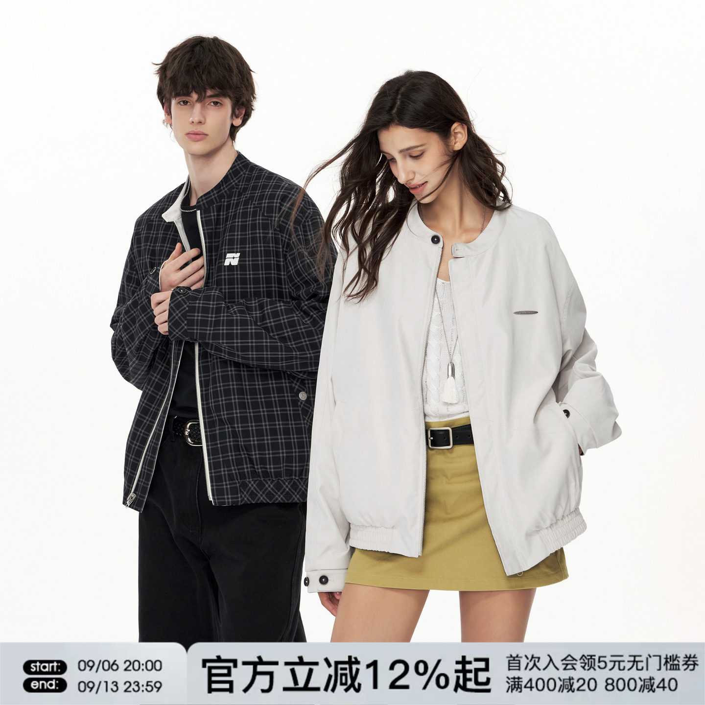 FORNINES两面穿格子立领夹克男女2026新款复古高级感春秋工装外套图片