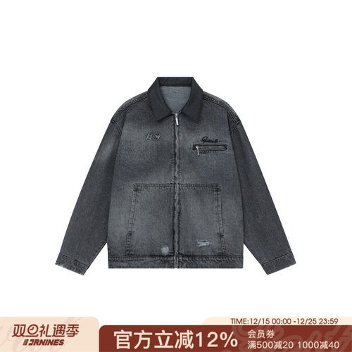 FORNINES巴恩风春秋季美式复古外套水洗做旧牛仔夹克男女潮牌衣服