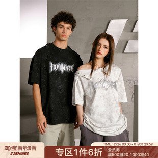 夏 半袖 FORNINES满天星废土扎染T恤男女短袖 潮牌衣服重磅情侣美式