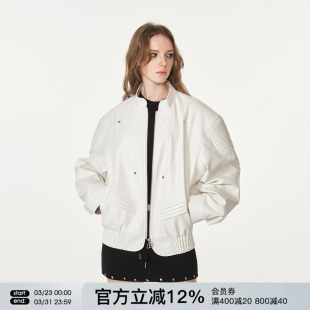 美式 款 夹克 垫肩pu皮外套男女机车服潮牌立领皮衣春季 FORNINES短款