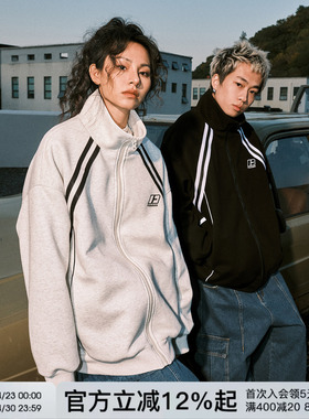 黄子弘凡同款FORNINES国潮卫衣男开衫春秋情侣美式运动立领外套女