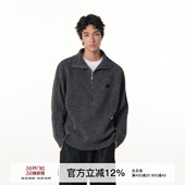 FORNINES含绵羊毛立领半拉链毛衣男女秋冬情侣宽松高领休闲针织衫