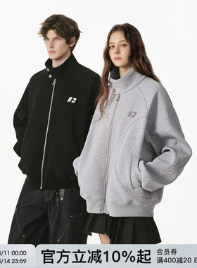 FORNINES重磅520g空气层立领卫衣男女情侣装开衫潮牌2026春季外套