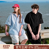FORNINES极简百搭纯棉短袖 宽松通勤半袖 衬衫 男女潮牌纯色上衣夏季