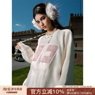 FORNINES圆领休闲毛衣男女宽松内搭针织衫 秋冬潮牌线衣情侣打底衫