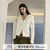 短款 刺绣卫衣女生春季 拉链运动外套 纯棉连帽开衫 FORNINES显瘦修身