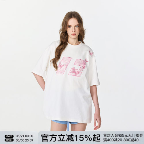 FORNINES蝴蝶刺绣纯棉T恤